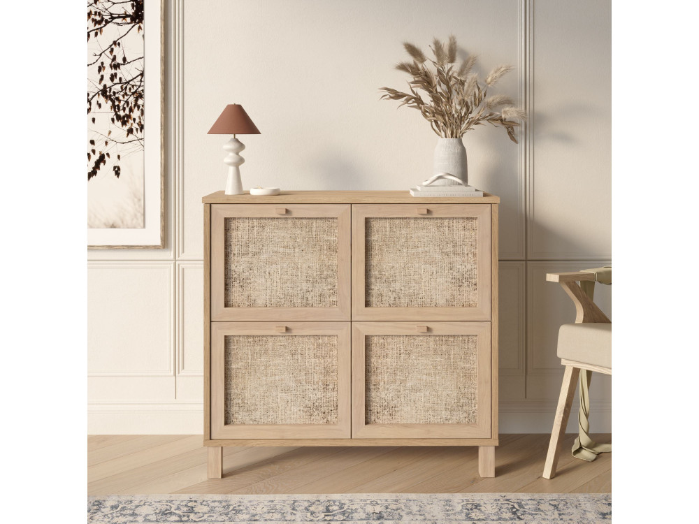 Zapatero de madera «Dune» - 90 x 35 x 85 cm - Roble