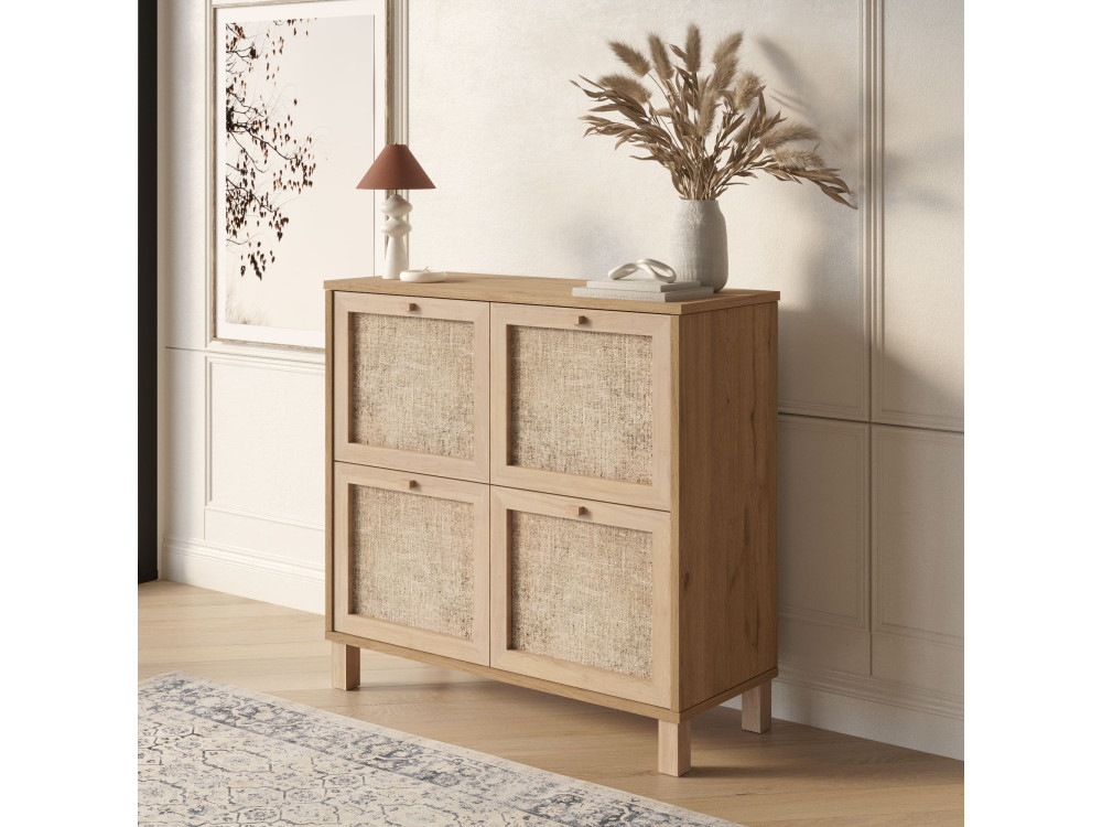 Zapatero de madera «Dune» - 90 x 35 x 85 cm - Roble