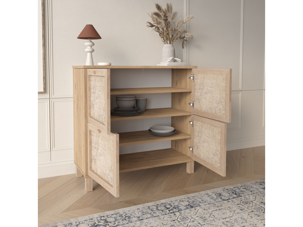 Zapatero de madera «Dune» - 90 x 35 x 85 cm - Roble