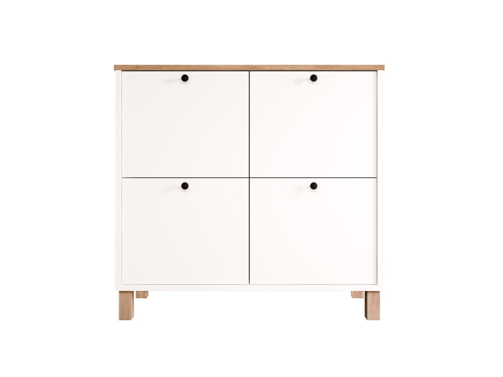 Zapatero de madera «Nord» - 90 x 35 x 85 cm - Blanco