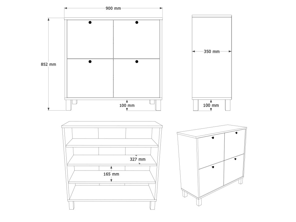 Zapatero de madera «Nord» - 90 x 35 x 85 cm - Blanco