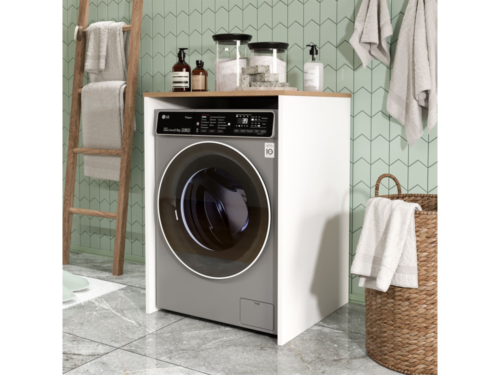 Mueble para lavadora de madera «Nord» - 66 x 60 x 92 cm - Blanco