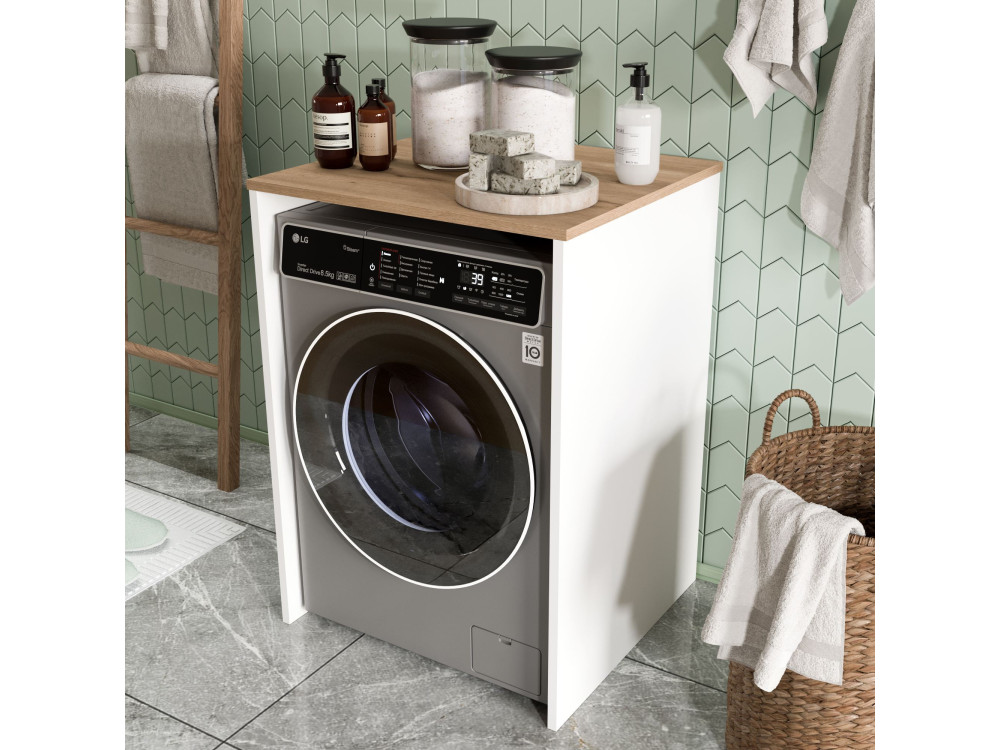 Mueble para lavadora de madera «Nord» - 66 x 60 x 92 cm - Blanco