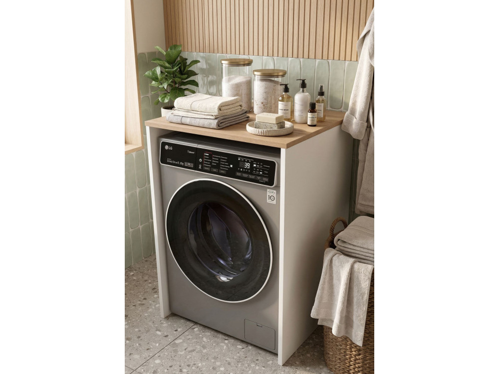 Mueble para lavadora de madera «Nord» - 66 x 60 x 92 cm - Blanco