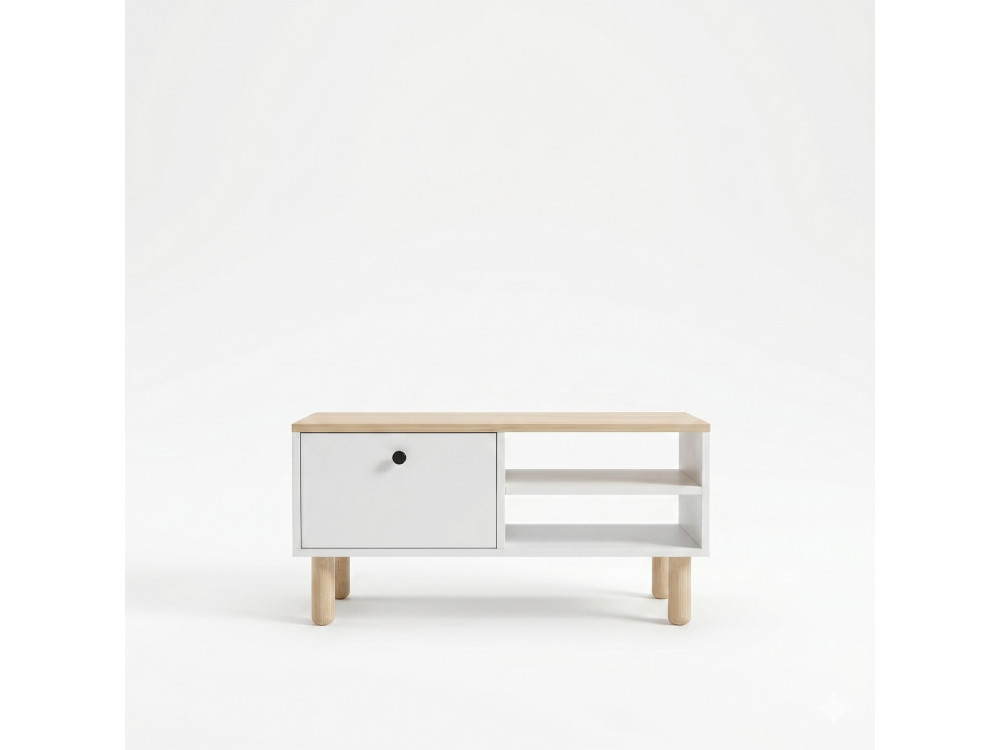 Mesa de centro de madera «Aris» - 90 x 38,8 x 60 cm - Roble Saphir / Blanco