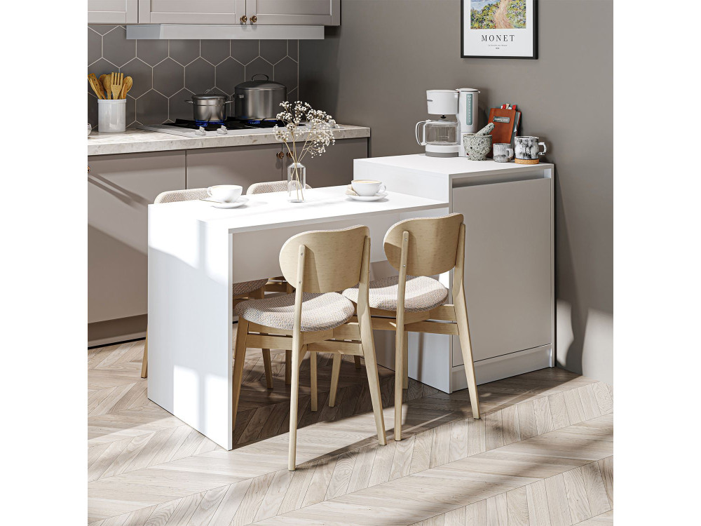 Mesa de cocina de madera «2784» - 160 x 60 x 85 cm - Blanca
