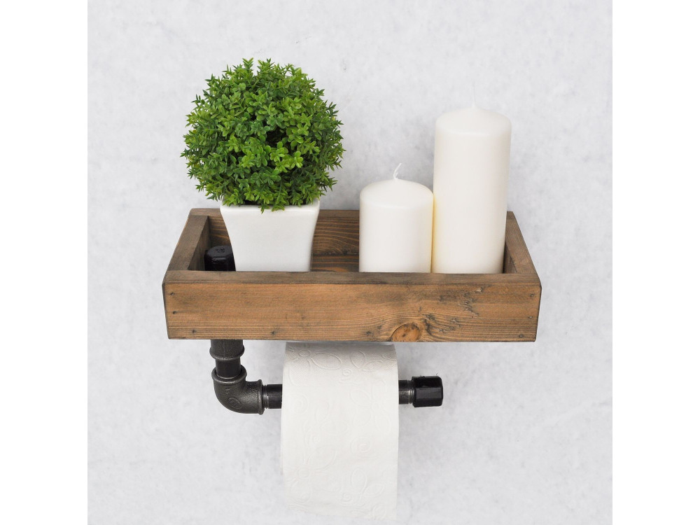 Estante de madera para tubos «Boruraf117» - 28 x 14 x 16 cm - Marrón