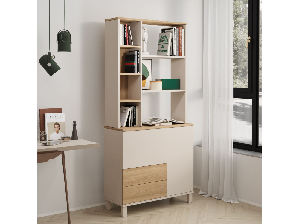 Estantería de madera «Mood» - 85 x 35 x 188 cm - Beige