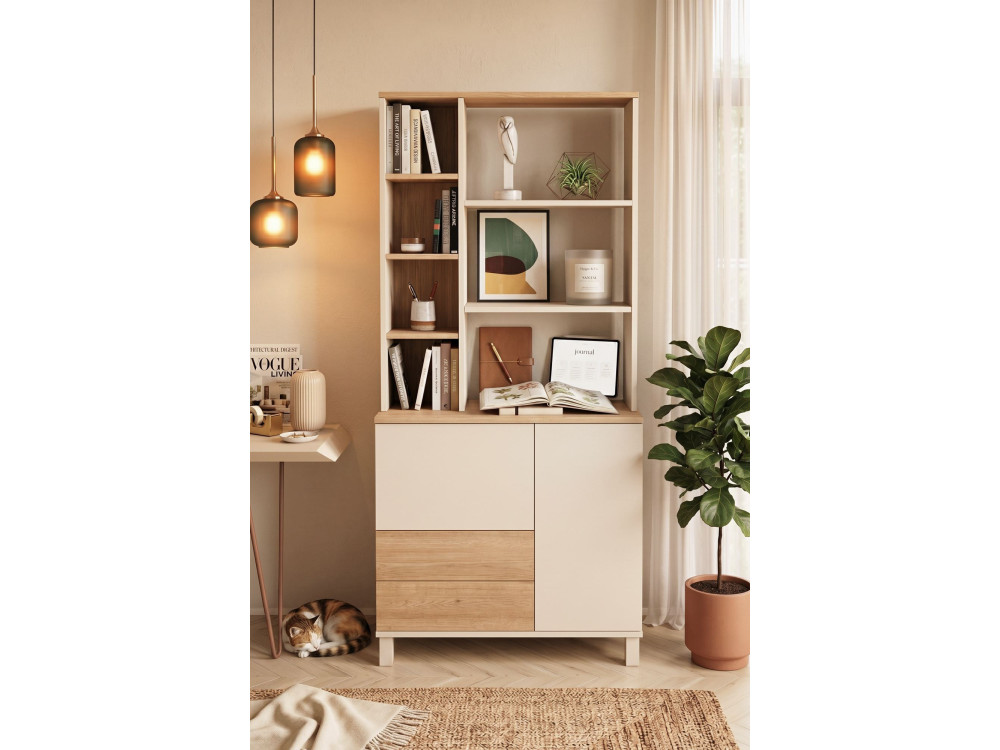 Estantería de madera «Mood» - 85 x 35 x 188 cm - Beige