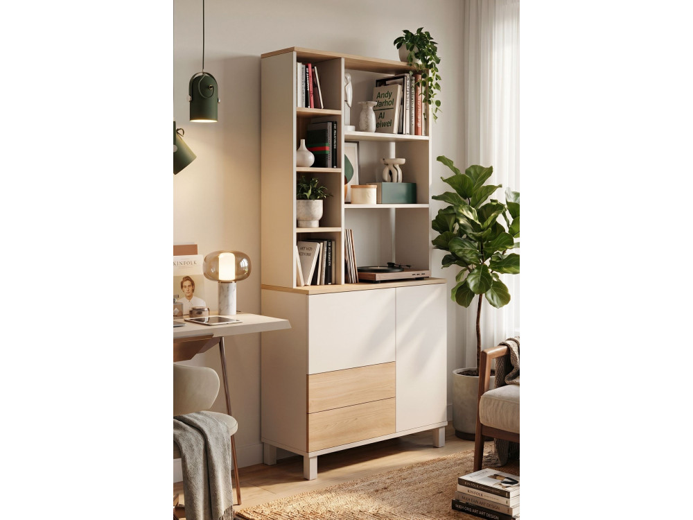 Estantería de madera «Mood» - 85 x 35 x 188 cm - Beige