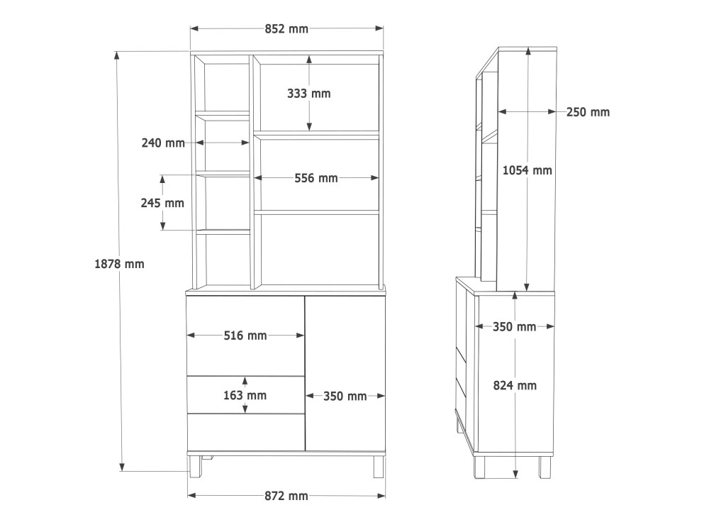 Estantería de madera «Mood» - 85 x 35 x 188 cm - Beige