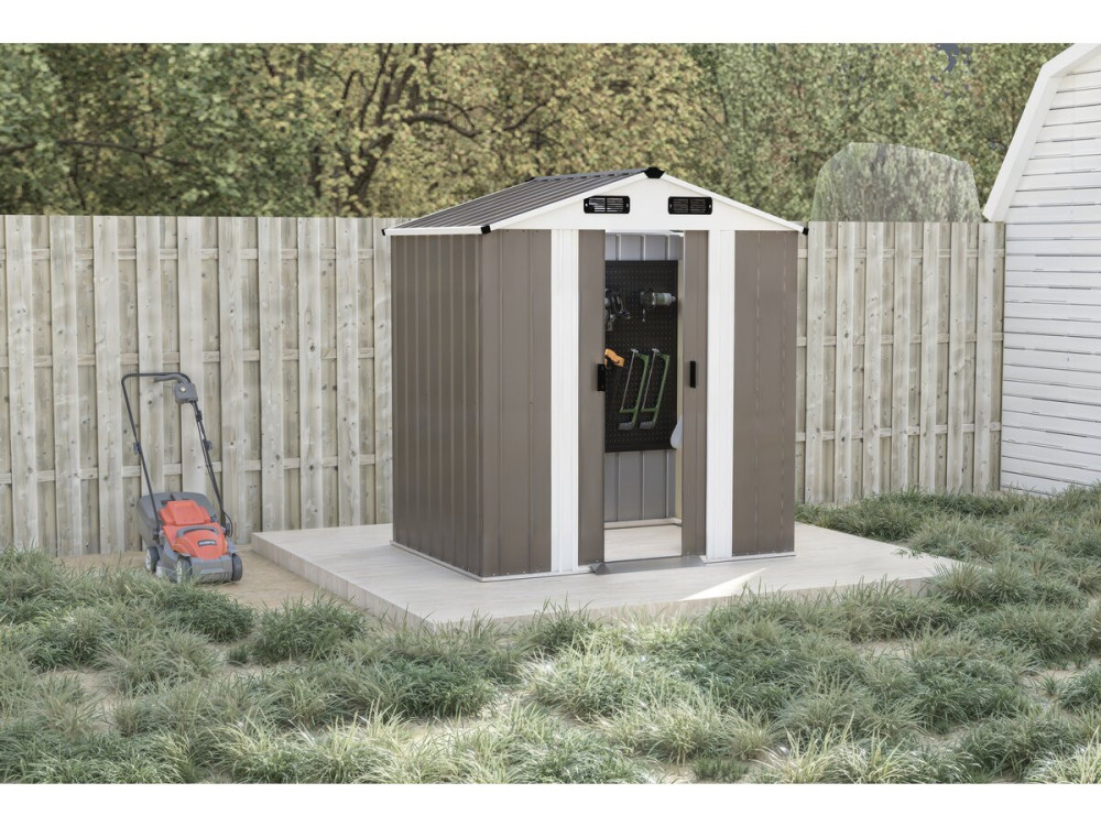 Caseta de jardín metálica «Dallas II» - 2,17 m² - Color topo