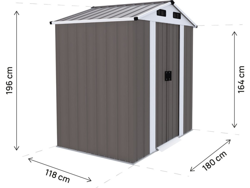 Caseta de jardín metálica «Dallas II» - 2,17 m² - Color topo