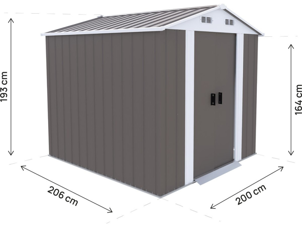 Caseta de jardín metálica «Dallas» - 4,12 m² - Color topo