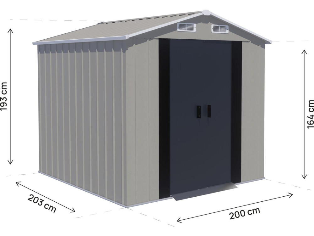 Caseta de jardín metálica «Nebraska» - 4,12 m² - Gris