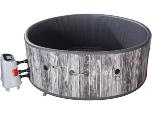Spa hinchable semirrígido de PVC con efecto madera «Antibes» - 6 plazas - Gris