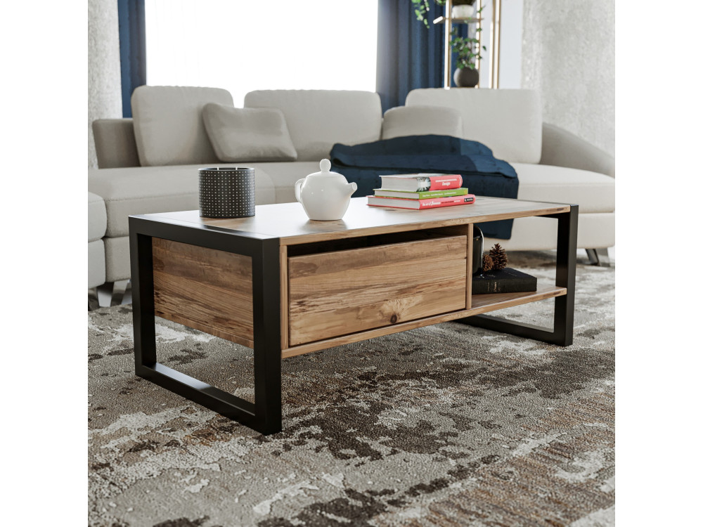 Mesa de centro de madera «Haldizen» - 105 x 55 x 40 cm - Marrón