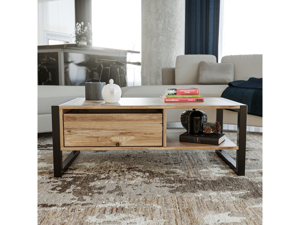 Mesa de centro de madera «Haldizen» - 105 x 55 x 40 cm - Marrón