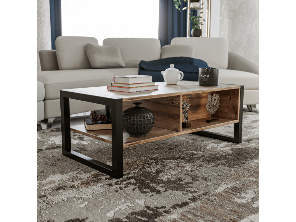 Mesa de centro de madera «Haldizen» - 105 x 55 x 40 cm - Marrón