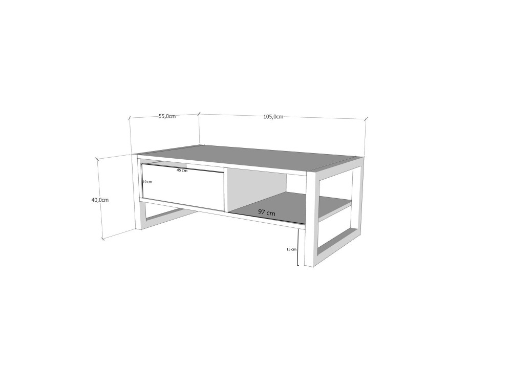 Mesa de centro de madera «Haldizen» - 105 x 55 x 40 cm - Marrón