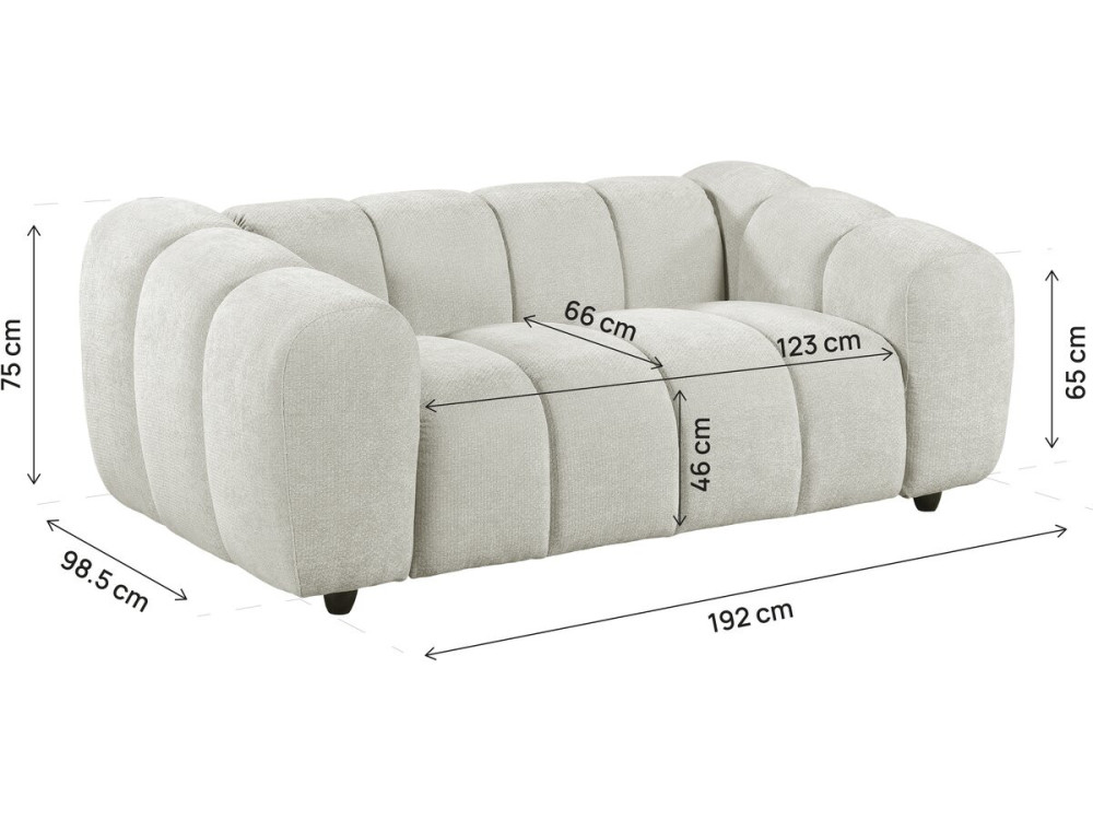 Sofá recto estilo «bubble» en tejido «Courcelles» - 2 plazas - Beige
