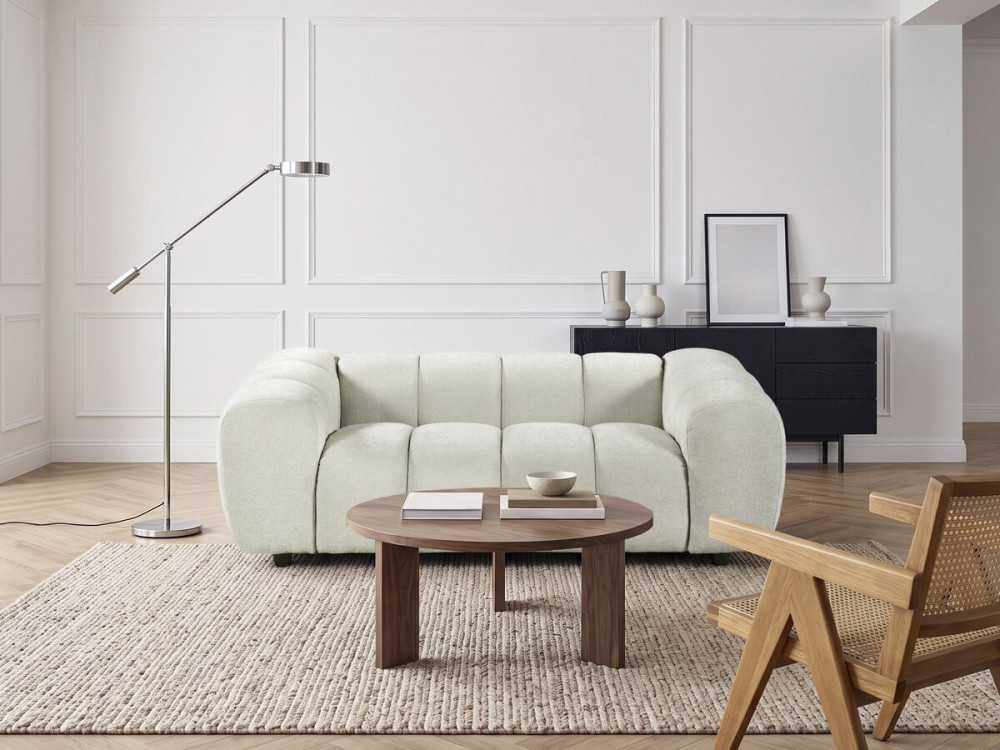 Sofá recto estilo «bubble» en tejido «Courcelles» - 2 plazas - Beige