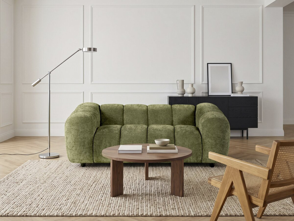 Sofá recto estilo «bubble» en tela «Courcelles» - 2 plazas - Verde