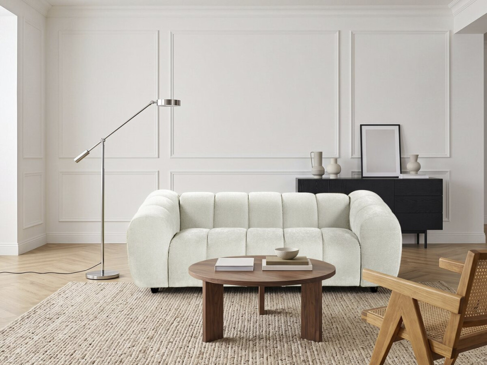 Sofá recto estilo «bubble» en tejido «Courcelles» - 3 plazas - Beige