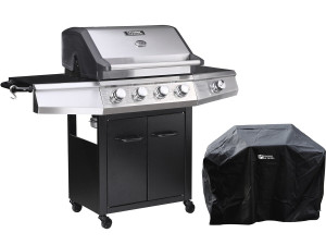 Barbacoa a gas "Bingo 5" - 5 quemadores (1 lateral) - 15.2kW + Funda de protección - Negro