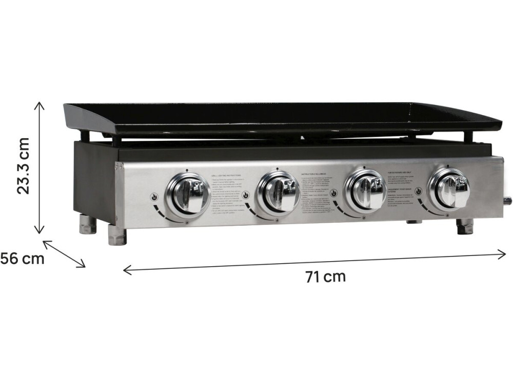 Plancha "Presto 4" - 4 quemadores -  9.7kW - Gris