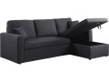 Sofá esquinero convertible "Alain"- 3 places - Azul - Negro