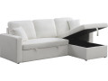 Sofá esquinero convertible "Alain"- 3 places - Azul - Lazo blanco