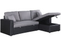 Sofá esquinero convertible "Alain"- 3 places - Azul - Gris / Negro