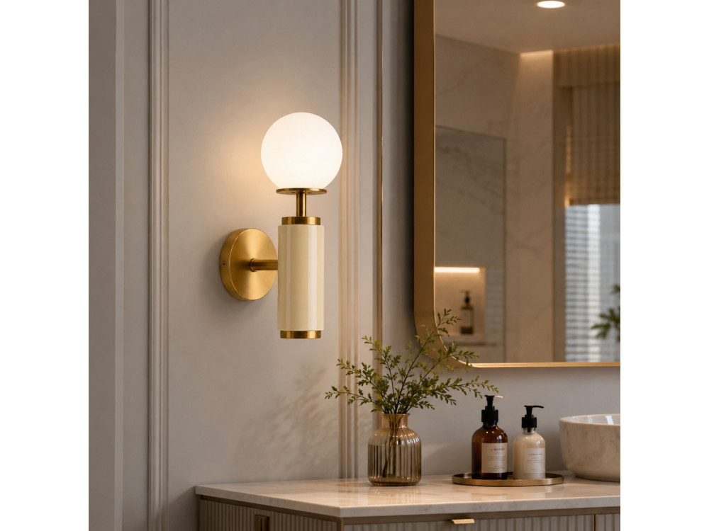 Aplique de pared de metal «Moira» - 15 x 17 x 37 cm - Beige