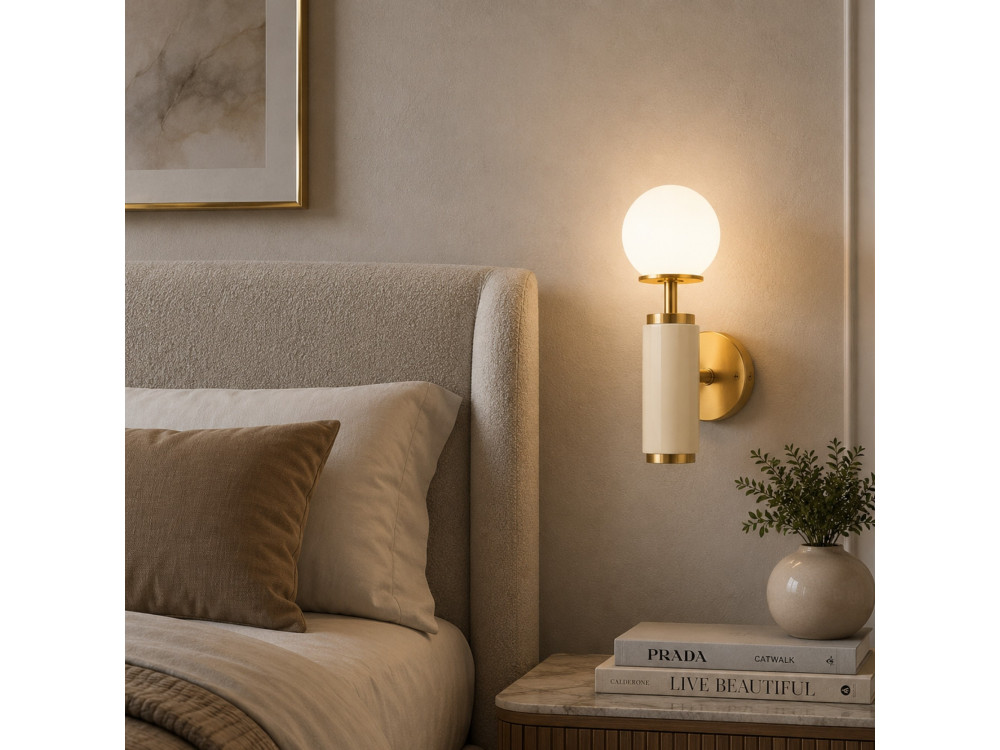 Aplique de pared de metal «Moira» - 15 x 17 x 37 cm - Beige
