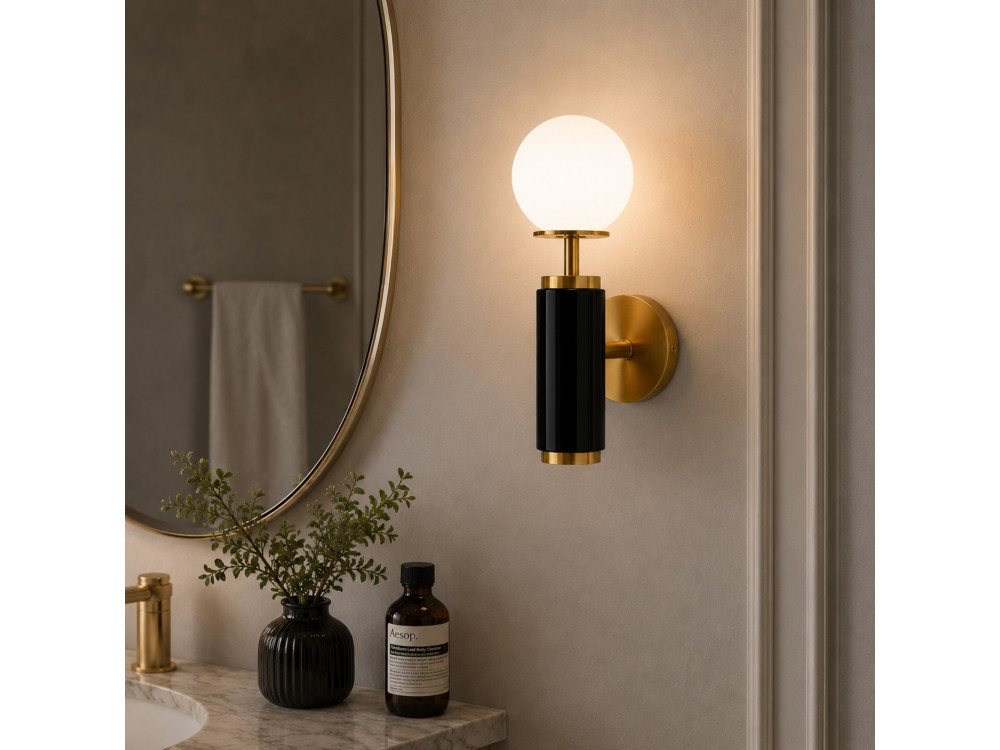 Aplique de pared de metal «Moira» - 15 x 17 x 37 cm - Negro