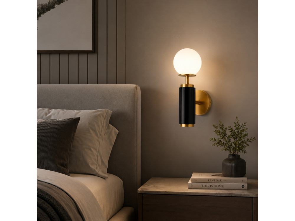 Aplique de pared de metal «Moira» - 15 x 17 x 37 cm - Negro