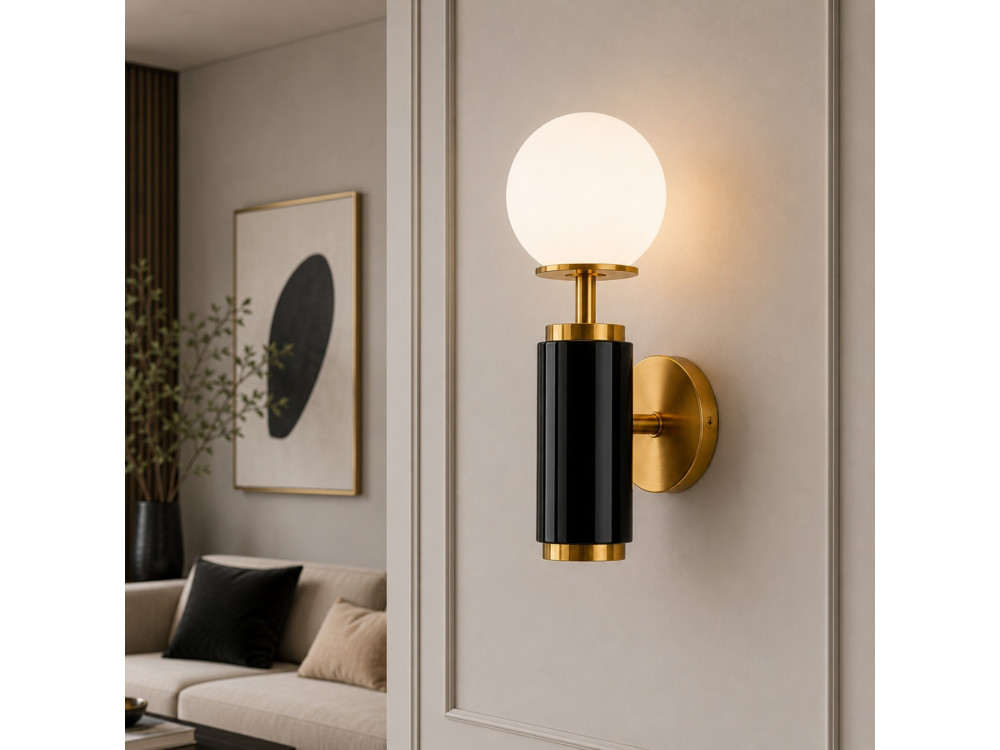 Aplique de pared de metal «Moira» - 15 x 17 x 37 cm - Negro