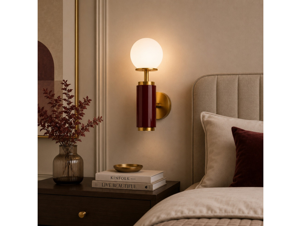 Aplique de pared de metal «Moira» - 15 x 17 x 37 cm - Rojo