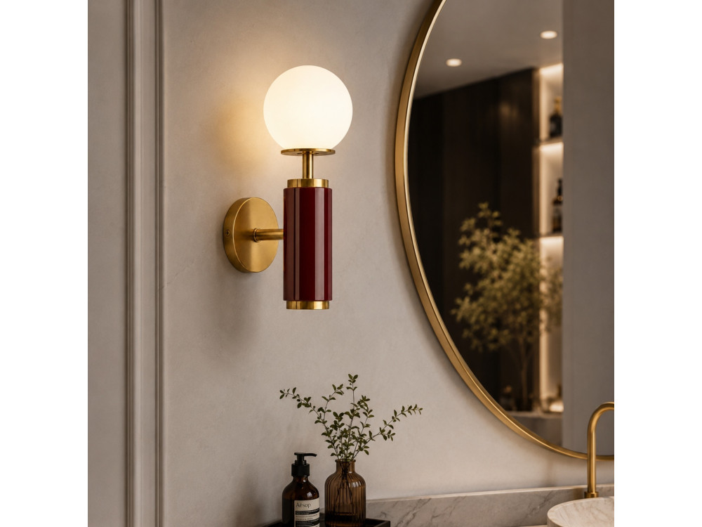 Aplique de pared de metal «Moira» - 15 x 17 x 37 cm - Rojo