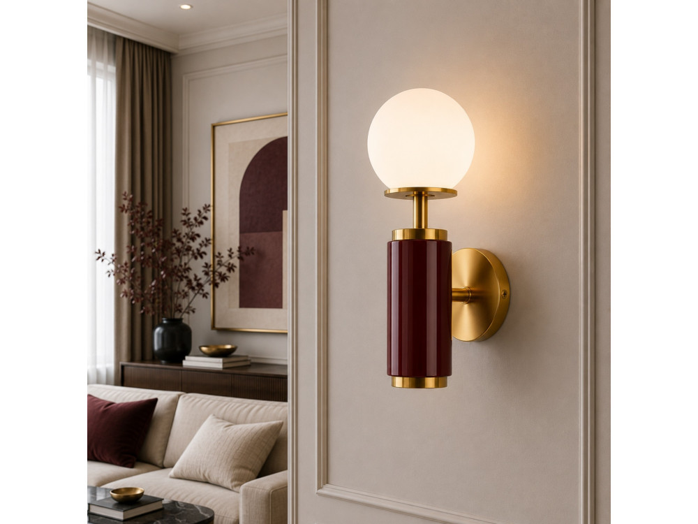 Aplique de pared de metal «Moira» - 15 x 17 x 37 cm - Rojo