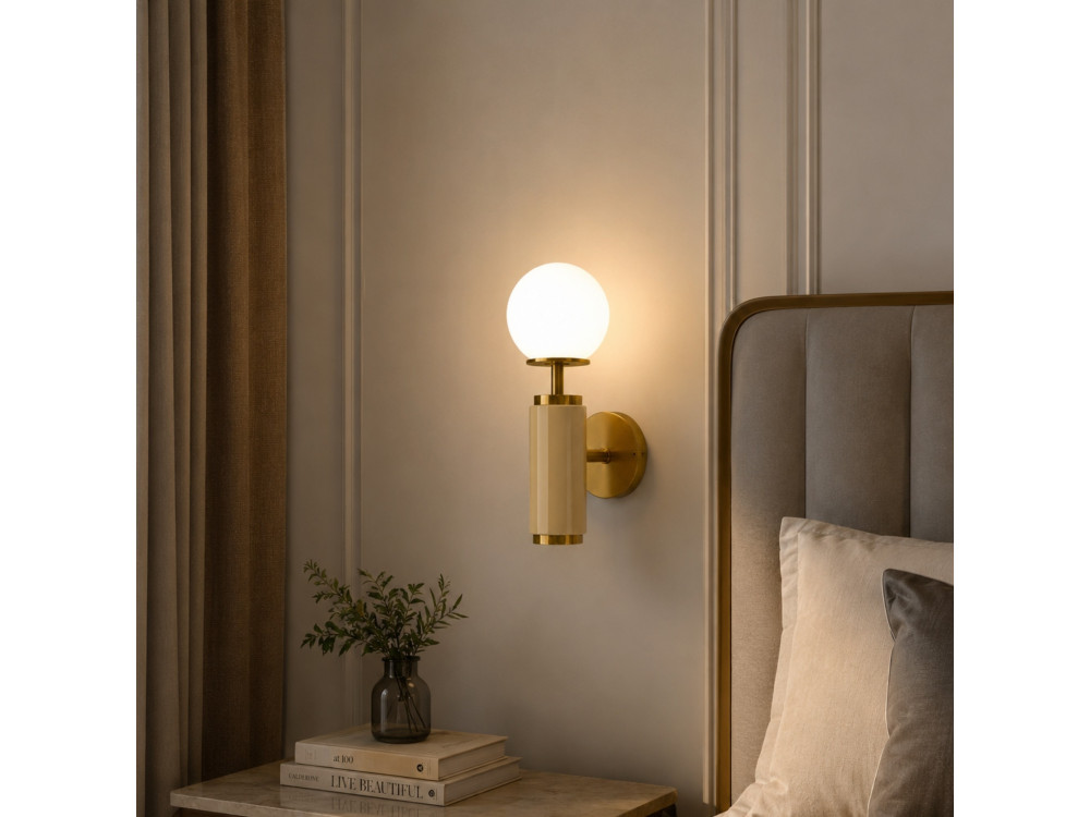 Aplique de pared de metal «Moira» - 15 x 17 x 37 cm - Amarillo