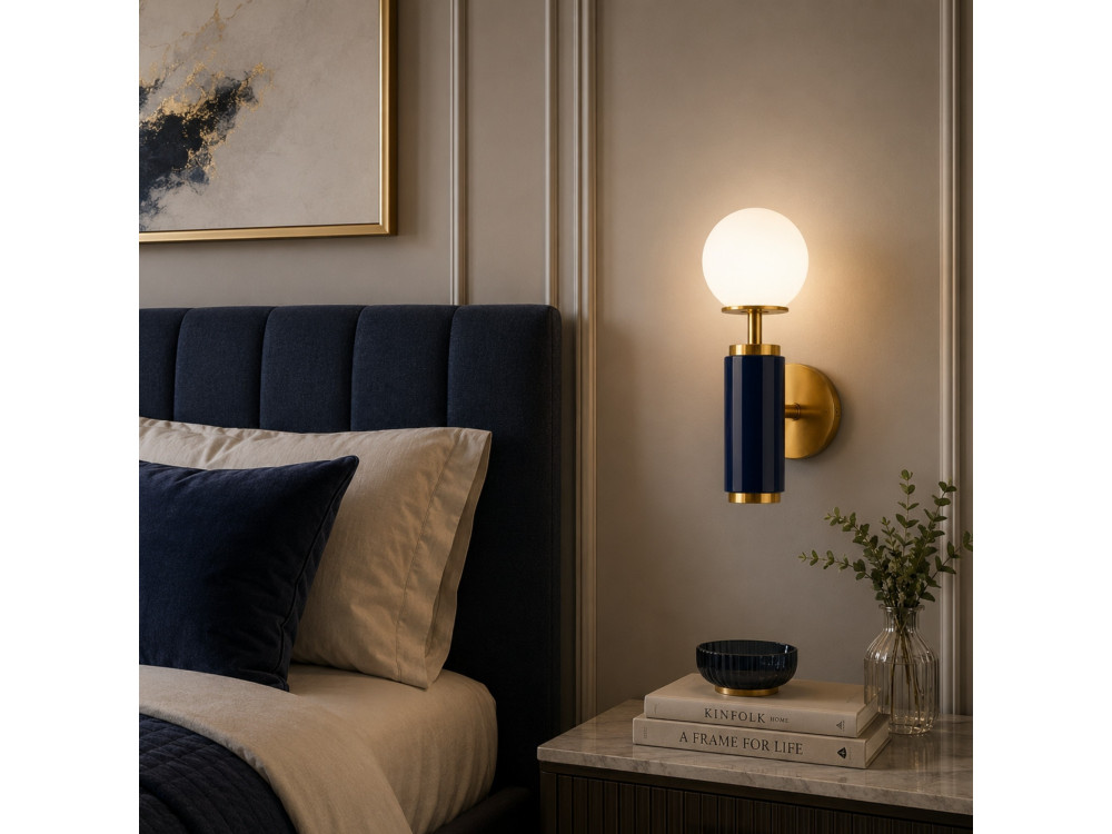 Aplique de pared de metal «Moira» - 15 x 17 x 37 cm - Azul