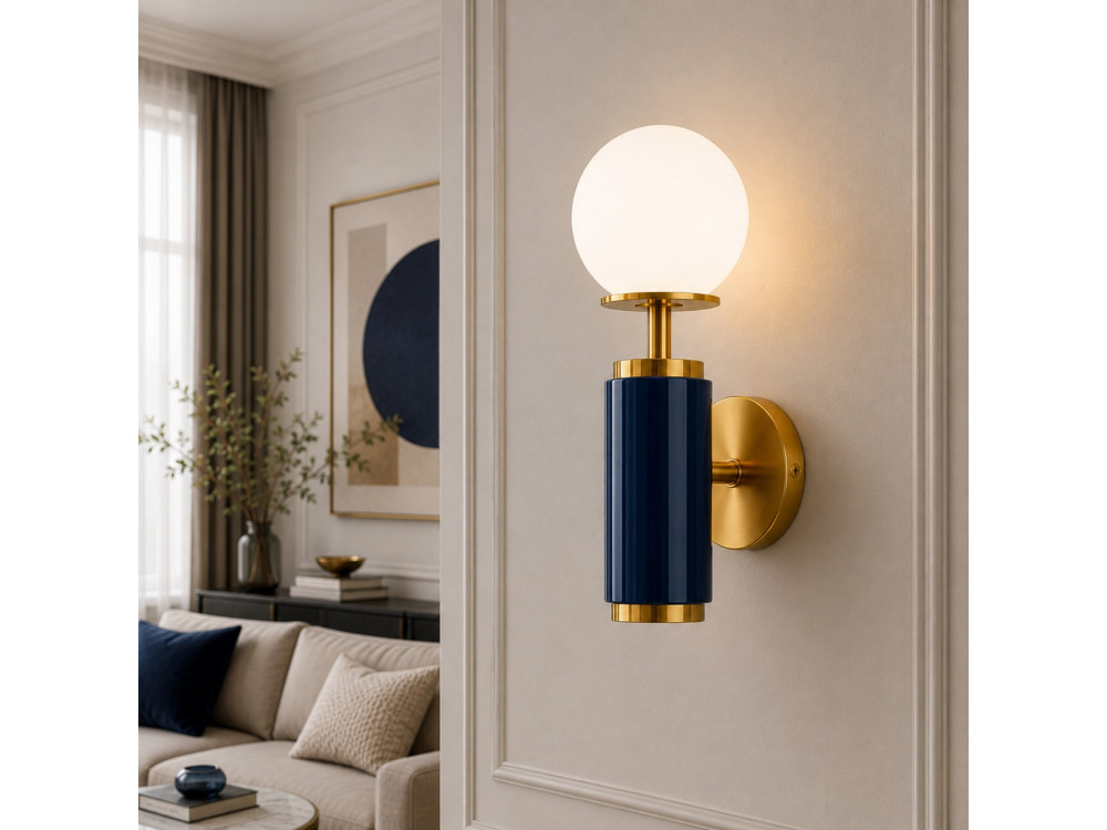 Aplique de pared de metal «Moira» - 15 x 17 x 37 cm - Azul