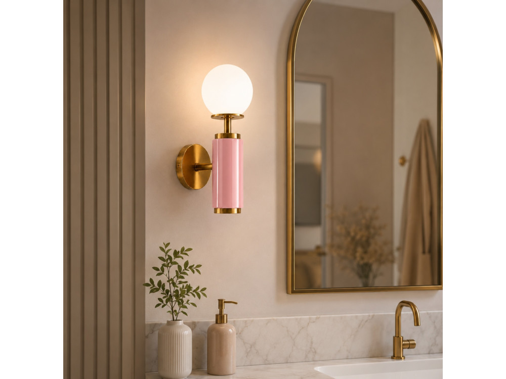 Aplique de pared de metal «Moira» - 15 x 17 x 37 cm - Rosa