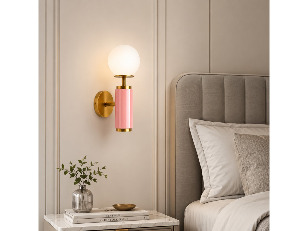Aplique de pared de metal «Moira» - 15 x 17 x 37 cm - Rosa