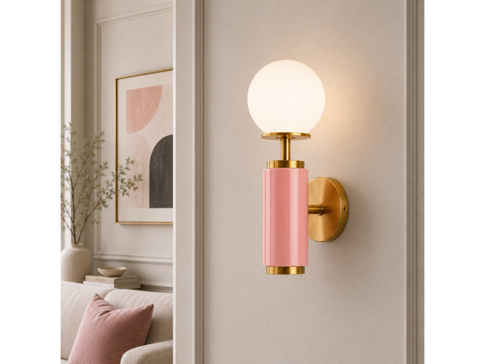 Aplique de pared de metal «Moira» - 15 x 17 x 37 cm - Rosa