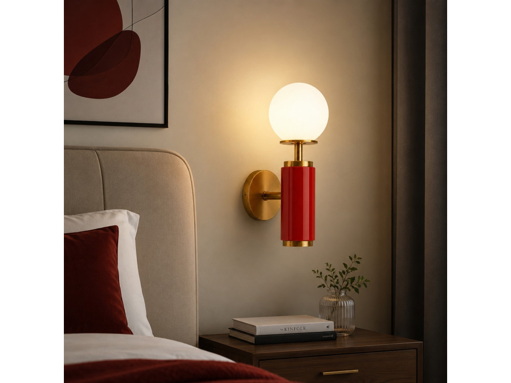 Aplique de pared de metal «Moira» - 15 x 17 x 37 cm - Rojo