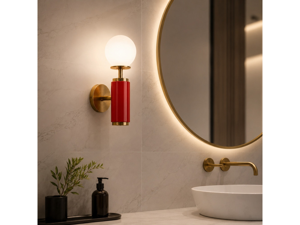 Aplique de pared de metal «Moira» - 15 x 17 x 37 cm - Rojo