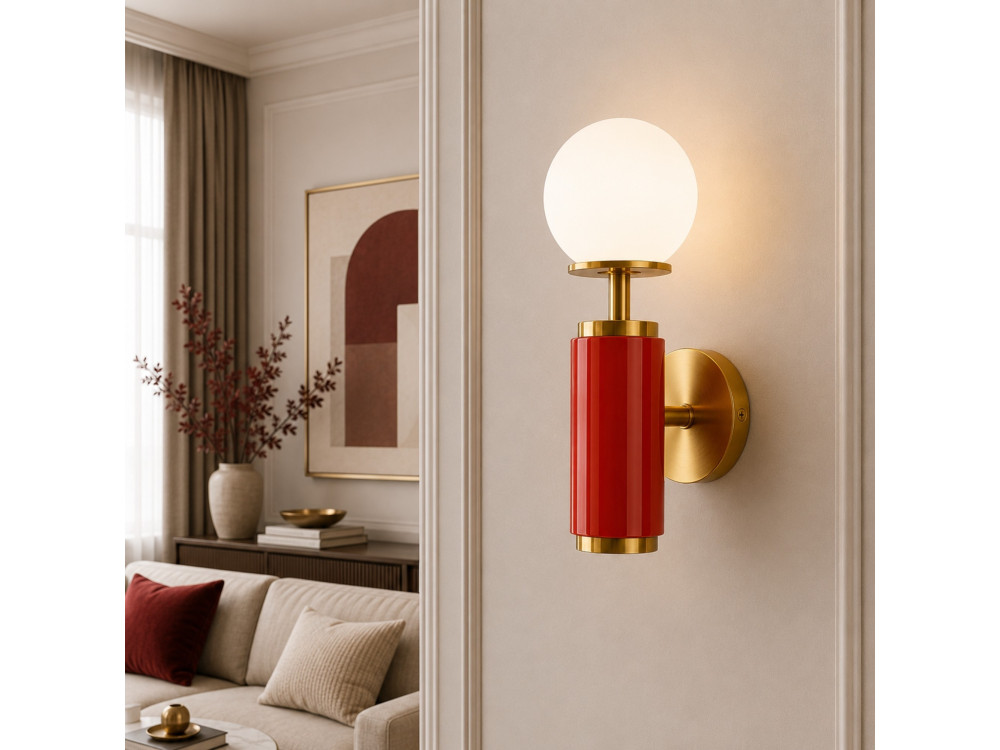 Aplique de pared de metal «Moira» - 15 x 17 x 37 cm - Rojo
